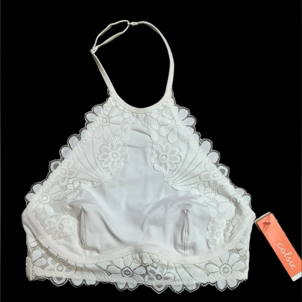 NWT Colsie White Floral Lace Bralette (Size S)